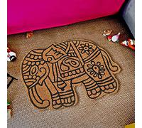 AuraHome Vintage Decor ® Natural Coir | Non-Slip |15 mm Thick Coir | Premium Quality | Latex Backed | Eco-Friendly | Indoor Outdoor | Heavy Duty |Themed | Entrance Door Mat | 45 x 75 cm Elephant