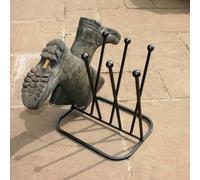 AuraHome Vintage Decor Wellington Boot Stand Holds 2 or 4 pairs of Wellies Boots Wrought Iron Muddy Walking Shoes Ladies Long Holder Tidy Organiser (2 Wellie Stand), Black (VD-BOOT-01/02)