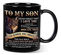 Aurahouse Mug for Son - 11 Oz Wolf Coffee Cup from Mom Dad for Birthday, Father's Day, Graduation, Christmas - Gift for Adult Kids Men