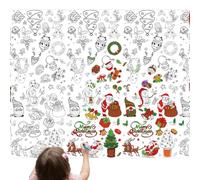 AURALIN Christmas Colouring Paper Tablecloth 137 x 274 cm Party Table Cover | Santa snowmen reindeer and Merry Christmas lettering make a festive paper table cover with pictures to colour