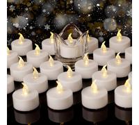 Auralome Battery Flickering Tea Lights - LED Flameless Candles Small Warm White 100-Pack Tealights Electric Operated Last 200 Hours Fake Candle T Light for Diwali Wedding Pumpkin Christmas Halloween