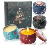 Auralome Christmas Scented Candles Gifts - Xmas Candle Gift Set for Women Men Aromatherapy Soy Wax Natural Small Festival Aroma Candle Gift 4 PCS 4.4 Oz for Mothers Day Birthday Diwali Teachers Girls