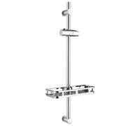 Auralum 70cm Shower Riser Rail - Adjustable 360°Swivel Shower Head Holder - Anti-Corrosion Premium Stainless Steel - Complete with Mounting Brackets & Soap Caddy - Chrome