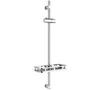 Auralum 90cm Shower Riser Rail - Adjustable 360°Swivel Shower Head Holder - Anti-Corrosion Premium Stainless Steel - Complete with Mounting Brackets & Soap Caddy - Chrome