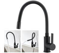 Auralum Flexible Kitchen Tap, Black, 360° Rotatable, Matte Black, High Pressure Fittings with Flexible Spout, Mixer Tap