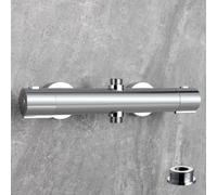 Auralum Thermostatic Shower Mixer Bar Dual Outlet, 38°C Anti-Scald Cool Touch Design, Wall Mounted Shower Mixer Valve with Anti-Limescale Cartridge, Simple Fitting for UK Bathroom Upgrade