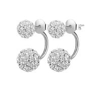 Auralura Earrings for Women Double Side Earring Silver Sparkle Bling Crystal Rhinestone Earrings Double Sided Front Back Ball Stud Earrings Disco Ball on Silver Stud