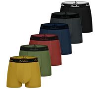 Auraluxe Mens Boxers Shorts Multipack Cotton Underwear Breathable Comfortable Trunks Classic Stretch Tagless Underpants, 6 Pack（Black+Gray+Blue+Red+Green+Yellow，M