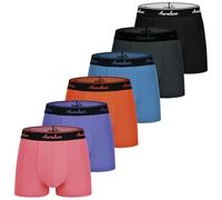 Auraluxe Mens Boxers Shorts Multipack Cotton Underwear Breathable Comfortable Trunks Classic Stretch Tagless Underpants, 6 Pack（Black+Gray+Blue+Orange+Purple+Pink，L
