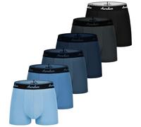 Auraluxe Mens Boxers Shorts Multipack Cotton Underwear Breathable Comfortable Trunks Classic Stretch Tagless Underpants, 6 Pack（Black+Gray+Blue1+Blue2+Blue3+Blue4，S