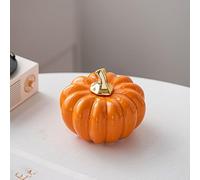 AuraSage Ceramic Pumpkin Figurine, Decorative Tabletop Sculpture