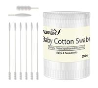 Baby Cotton Swabs, Paper Sticks Cotton Buds for Baby Ear Nose Clean-200Pcs(Spiral and Pointed)