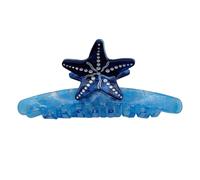 AURASNAP Hand-Assembled Blue Starfish Handle Hair Clip, Straight Acetate Claw Clips with Ocean Design, Non-Slip Hair Accessories for Women, Unique Gift for Ladies