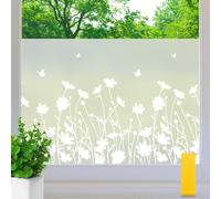 Aurathon Frosted Window Film Privacy Opaque Window Film Flowers Patterned with Tools Privacy Protection Anti UV No Glue Static Cling Covering for Bedroom Bathroom Kitchen Office (75x400cm)