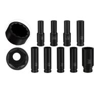 Auratrove 10-24mm for impact Wheel Nut Socket Set, 1/2 Inch Drive Lug Nut Protectors, Chrome Vanadium Steel Sleeves for Alloy Rim Protection