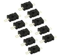 Auratrove 10pcs KAN-28 Self Locking Push Button Switch, 1.5A 250V Flashlight Switch 18x12mm, Compact Metal Button for DIY Electronics Repair