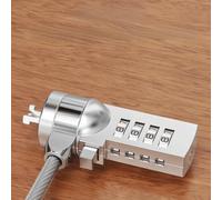 Auratrove 4 Digit Laptop Combination Lock with 1.2m Steel Cable, Resettable Anti-Theft Security for Notebook PC Desktop Docking Station, Silver