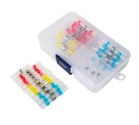 Auratrove 50PCS Heat Shrink Solder Wire Connectors Kit, Waterproof Sealed Electrical Terminals with Solder for ring for 22-10 AWG Cable Repair, Assorted Red Blue Yellow White