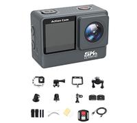 Auratrove 5K Action Camera, Image Stabilized HD Video Recorder with ABS Build for Outdoor Cycling Hiking, Compact 6x3x4cm Gray