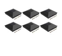 Auratrove 6 Pack Fence Post Caps, 3.5x3.5 Inch Black Plastic Covers with Reinforced Bars for Wood Posts, Weatherproof Deck Guards with Screws