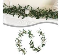 Auratrove Artificial Olive for leaf Garland 180cm with Berries, Realistic Greenery Vine for Wedding Home Wall Decor