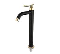Auratrove Bathroom Sink Faucet, 304 Stainless Steel Single Cold Water Tap with Smooth Flow, Black and Gold Finish for Most Basins