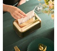 Auratrove Gold Tissue Box Holder for Desktop, Modern ABS Paper Case Organizer with Non-Slip Pad, 18x12x11cm Storage for Living Room, Office, Bathroom