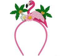 Auratrove Hawaiian Flower Headband Tropical Party Accessory Glitter(D)