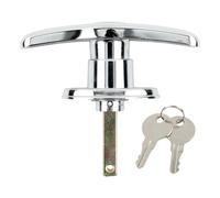Auratrove Metal T-Handle Garage Door Lock with Rear Fixed Key, Silver 3.6cm Rod for for caravan Shed Campervan Trailer, Includes 2 Keys
