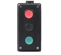 Auratrove Push Button Switch Box, IP65 Waterproof Bakelite Housing with 2 or 3 Stations for Machine Tool Power Stop Control, Black Industrial Enclosure with Screw Terminals and 24.88mm Mounting Hole