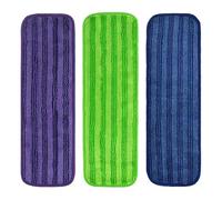 Auratrove Reusable Microfiber Mop Pads for Swiffer PowerMop 13-15 Inch, Washable Wet Dry Refills with Loop, Thickened Cleaning Cloths for Hardwood Tile Vinyl Floors, 3-Pack Blue Purple Green