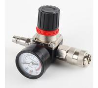 Auratrove Square Four-Hole Pressure Regulating Valve with Iron Strap, Alloy Steel Air Compressor Regulator with Gauge up to 140 PSI, European 3-in-1 Connector for Stable Performance