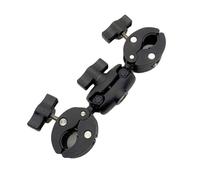 Auratrove Super Clamp Double Ball Head Camera Mount with Crab Plier Clip Bracket for Motorcycle Bike Light Stand Photo Boom, Nylon Black