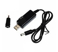 Auratrove USB 5V to 9V 12V Boost Step Up Power Cable, DC 5.5x2.1mm with 3.5mm Adapter for Router Car Dash Cam, Black 1M