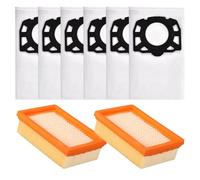 Auratrove Vacuum Cleaner Bags and Filters Set, Compatible with Kärcher WD4 WD5 WD6 MV4 MV5 MV6 Series, 6 Dust Bags plus 2 Filters Replacement Kit