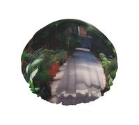 aUrban Jungle Print Shower Cap â€“ Reusable, Double Layer, with Elastic Band â€“ Perfect for Home, Spa, Hotel, and Travel