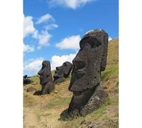 Aurbina Moai Stone Head Statues Easter Island Photograph Art Print Canvas Premium Wall Decor Poster Mural
