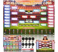 Aurblyn 2 PCS World Cup Schedule Poster Set 60x84cm Premium Oxford Cloth Wall Chart with Grommets & Hooks, Double-Sided UK Time Zone Tournament Fixtures & 48-Team Collection, Waterproof Soccer Fan