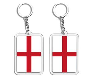 Aurblyn 2PCS England Flag Gifts Keyring World Cup Ball 2026 Set Red Cross Design Remembrance Day Decorations Carry It With You On a Daily Basis for Football Fans Watching the Game Sports Enthusiasts
