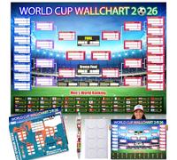 Aurblyn 2PCS World Cup Football 2026 Foldable Poster 2026 World Cup Ball Competition Schedule Includes 1 National Flag-Themed Writing Pens And 8 Circular Double Sided Adhesive Rings Fan Gifts 58x42cm