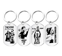 Aurblyn 4 PCS World Cup Sports Star Keyring 2026 Soccer Fan Gift Titanium Steel Mirror Polished Soccer Ball Charm Keyring Set Premium Keychain Accessories for Men Sports Fans