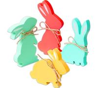 Aurblyn 4PCS Easter Bunny Table Decorations Rustic Farmhouse Easter Wooden Decorations Bunny Shaped Centerpieces for Office Dining Room Home easter Decor Rabbit Decor with Rope