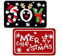 Aurblyn Christmas Door Mat Washable Christmas Mat for Indoor Outdoor Xmas Doormat Anti Slip Printed Entryway Balcony Christma Door Mats Outdoor Kitchen Bedroom 60x40cm 2PCS