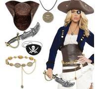 Aurblyn Renaissance Pirate Costome Accessories for Women Men Adult