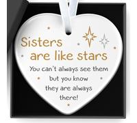 Aurblyn The Best Sister Gifts White Ceramic Printed Decorative Gift Box Sisters Are Like Stars They Are Always There Birthday for Sister Thoughtful Home Living Room Bedroom Office Decorations.