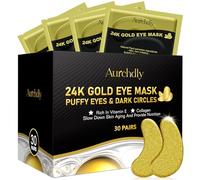 Aurchdly 30 Pairs Under Eye Patches (24K Gold) - Gel Mask to Reduce Dark Circles, Puffy Eyes, Under Eye Bags, Wrinkles, with Acid