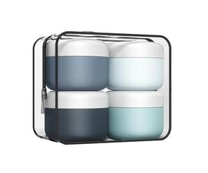 Aurdox Travel Pots, Containers for Toiletries, Silicone Cream Jars with Spatulas Tool and Clear Bag, TSA Approved Mini Travel Size Containers, Leak-proof Essentials for Cosmetic 40ml /(4 Pack)