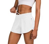 Aurefin 4'' Women's Low Waisted Running Shorts,Quick Dry Athletic Shorts with Liner and Zipper Pocket, White, X-Small