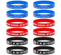 AUREHEN 12 Pack Charlie Kirk Patriotic American Hero Prayer Justice Freedom Silicone Wristbands for Men and Women, USA Flag Inspirational Motivational Rubber Bracelets Merch for Awareness Fundraiser