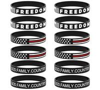 AUREHEN 12 Pack Charlie Kirk Patriotic American Hero Prayer Justice Freedom Silicone Wristbands for Men and Women, USA Flag Inspirational Motivational Rubber Bracelets Merch for Awareness Fundraiser